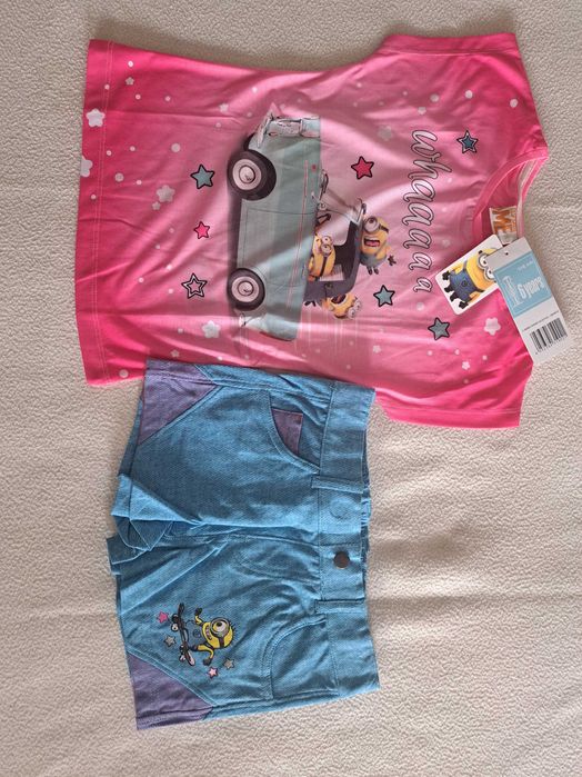 T-shirt + krótkie spodenki Minionki r.116/ 6lat