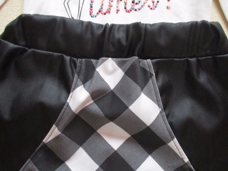 Elegancka spódniczka skóropodobna + bluzka gratis rozmiar 116
