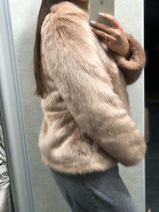 Шуба H&M шубка пудровая, искусственный мех, полушубок женский