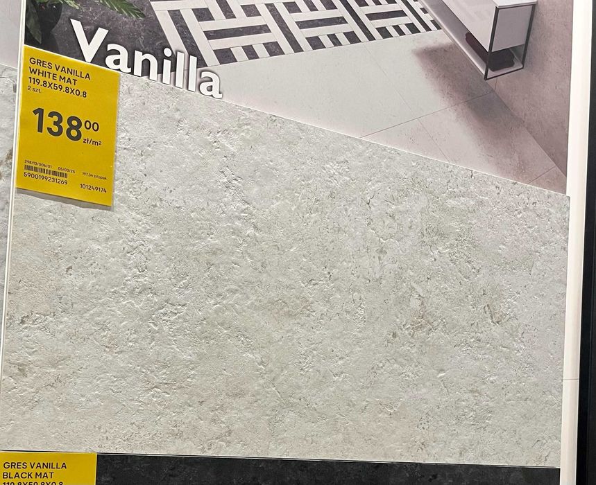 Gres Vanilla White Mat 120x60 – 6 szt. (ok. 4,3 m²) – nowe