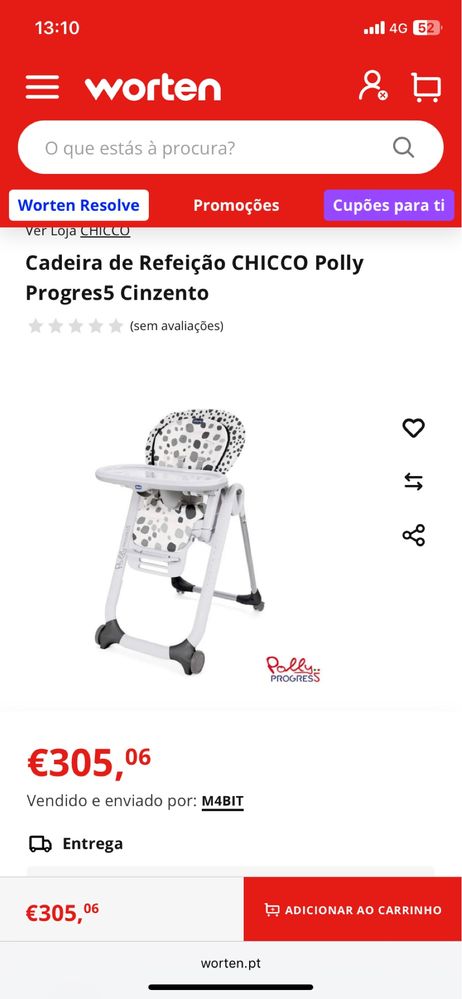 Cadeira de refeicao Chicco polly progress5