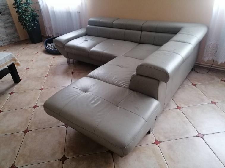 Sofa narożna skórzana, rozkładana