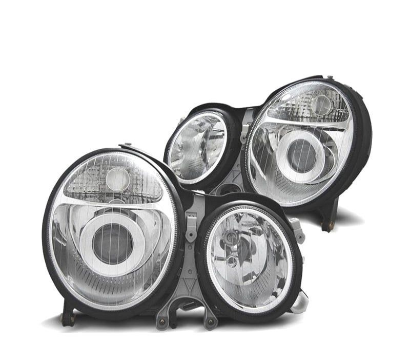 FARÓIS PROJETOR MERCEDES E W210 99-02 VIDRO LISO