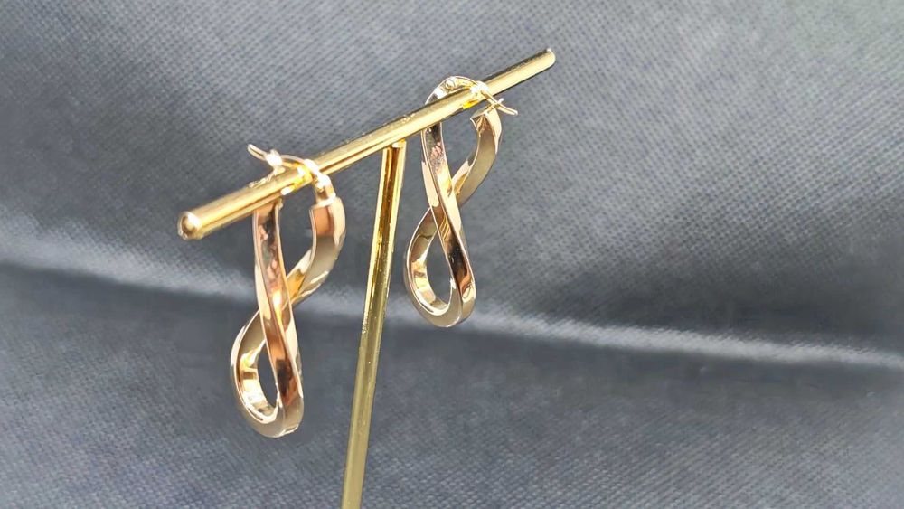 Damskie złote kolczyki 14k wiszący duży znak Nieskończoność 585