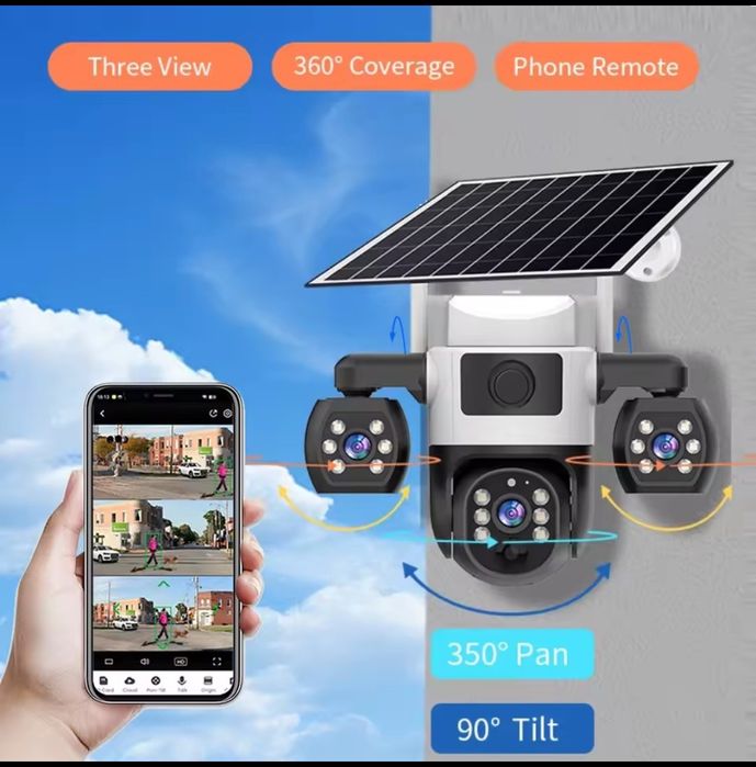 4G тройная автономная камера наружного наблюдения V380 pro