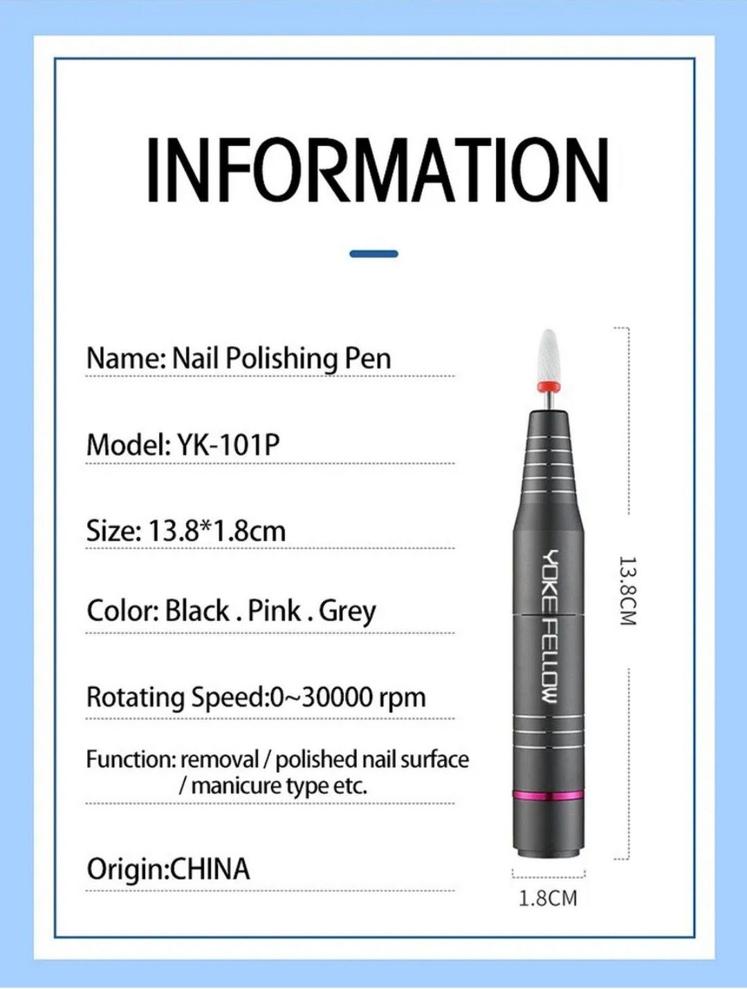 Фрезер-ручка Yokefellow 30000 об. для аппаратного манікюра і педикюра