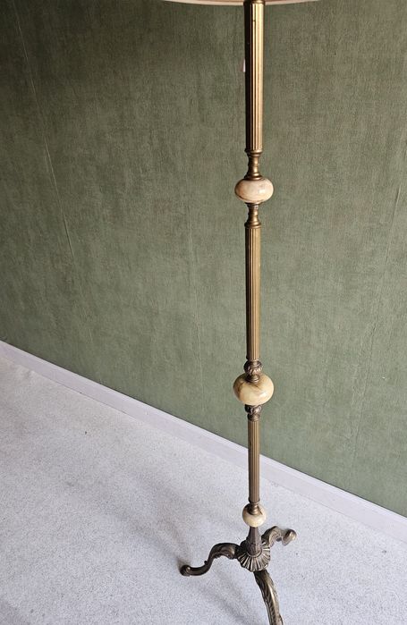 Mosiężna lampa podłogowa vintage marmur