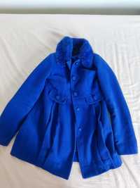 Płaszcz kurtka zimowy Mohito futerko 34 XS niebieski budrysówka