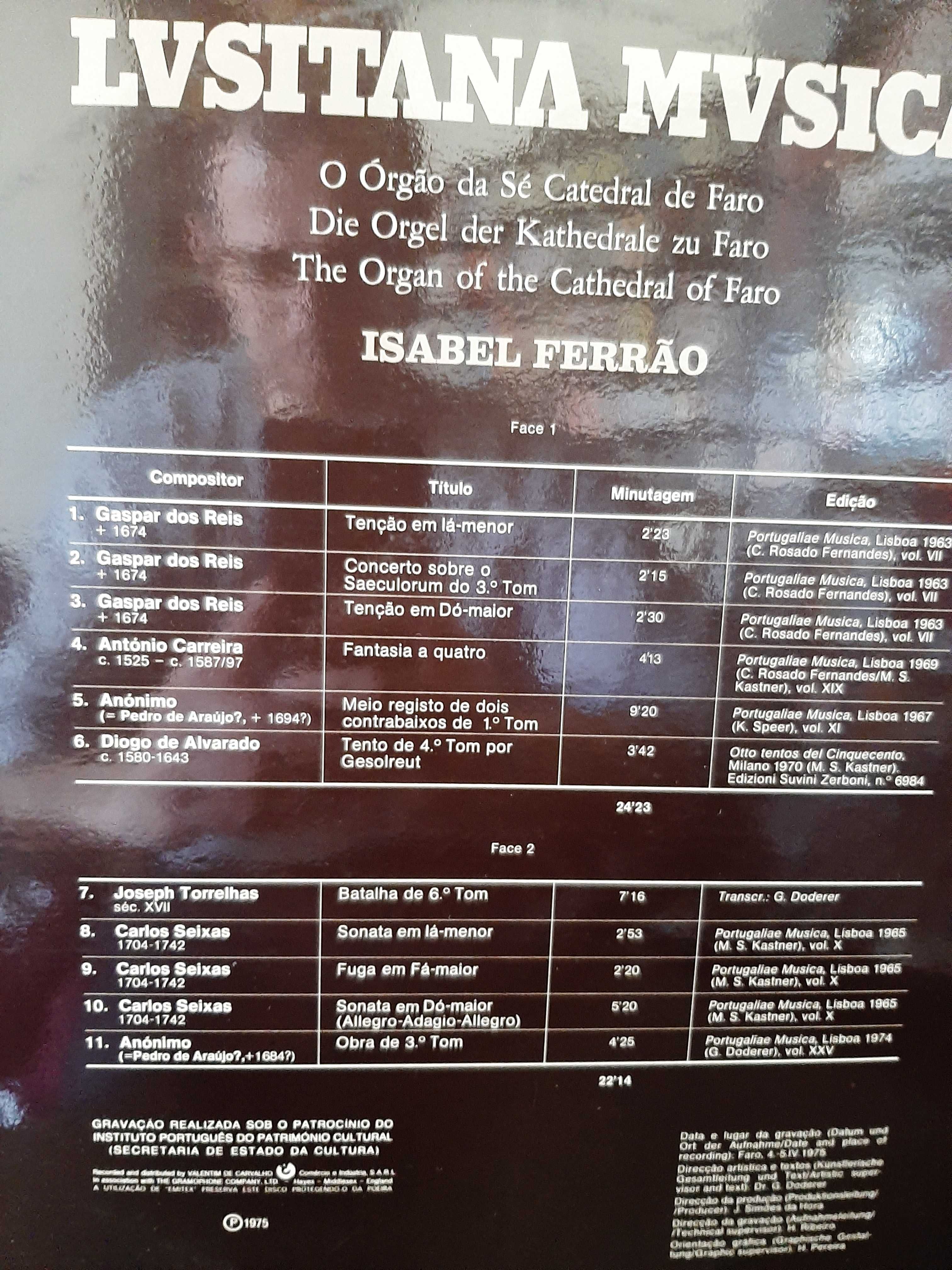Isabel Ferrão – O Orgão Da Sé Catedral De Faro – Lusitana Musica: B/1