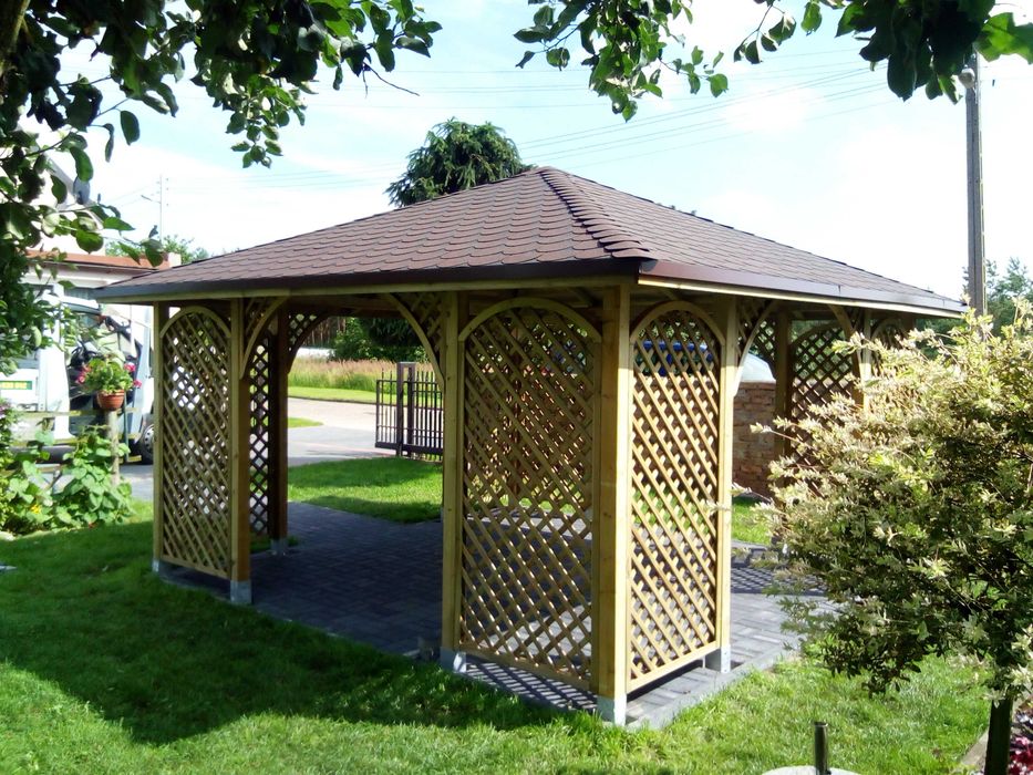 Altana drewniana ogrodowa Marysia 400 x 400 cm Słupy 9 x 9 cm