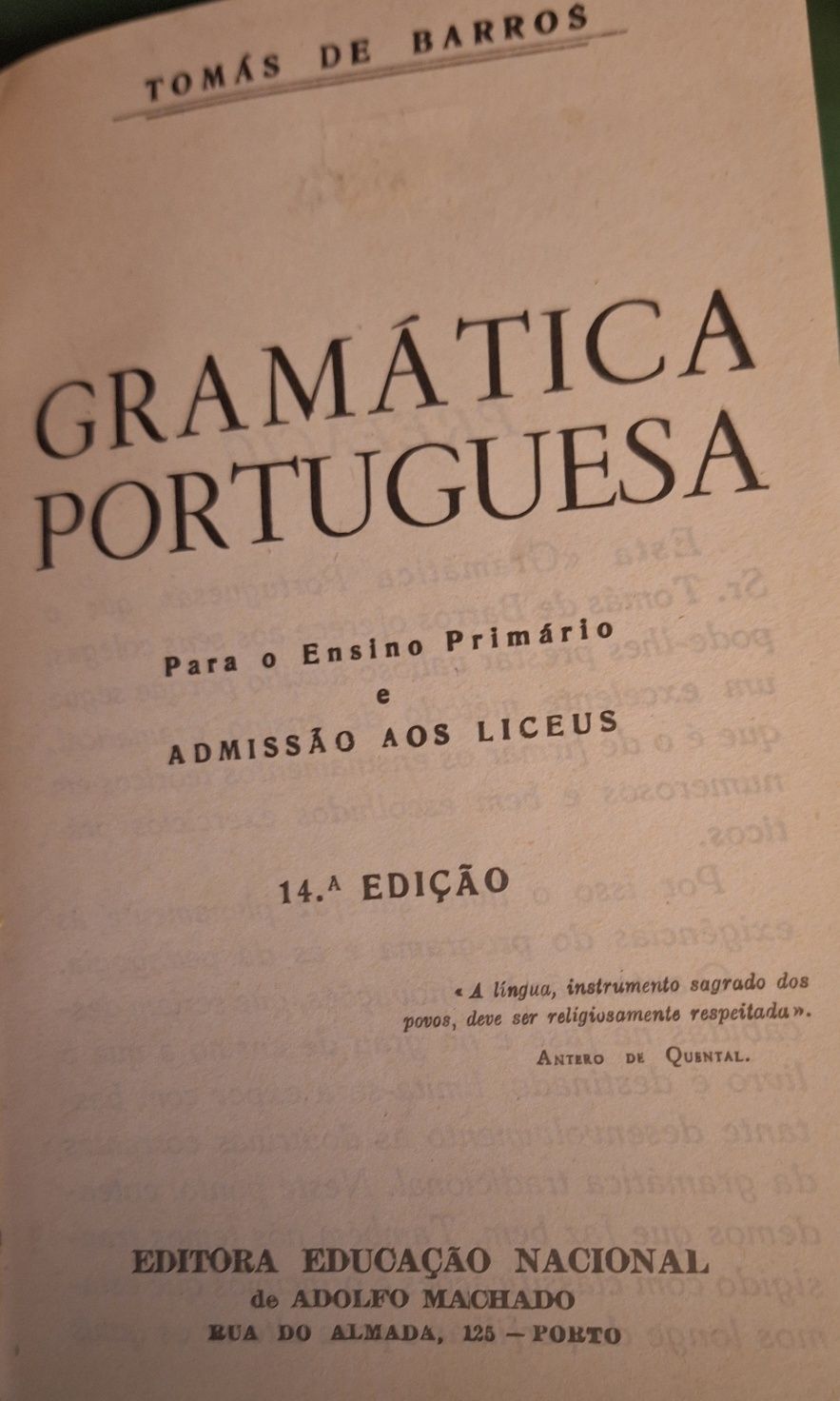 Gramática Portuguesa anos 40