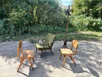 Zestaw prl fotel TON 2x bumerang wieszak