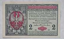 Banknot Polska 2 Marki Polskie 1916/1917 r. Seria B Stan I UNC GENERAŁ