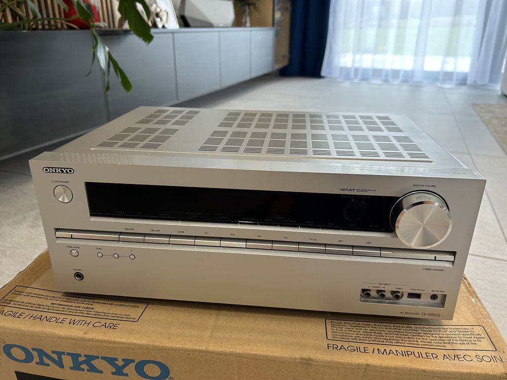 Onkyo TX-NR 525 amplituner srebrny fabryczny komplet z wifi Śląsk