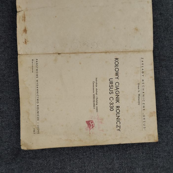 Instrukcja obsługi i katalog części do Ursus C-330 z roku 1967