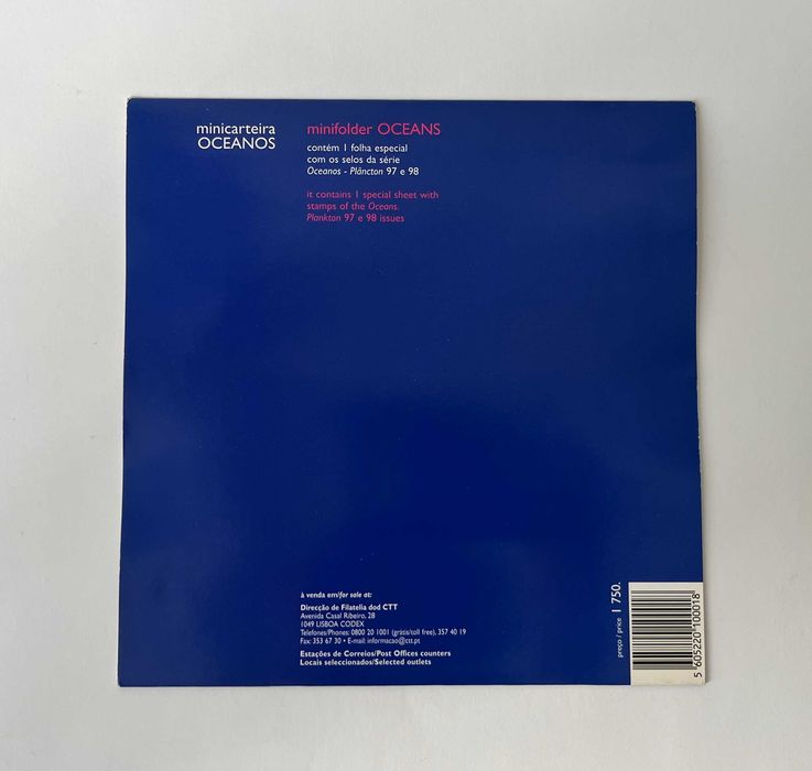Selos Filatelia Mini carteira Oceanos Expo 98 Plâncton