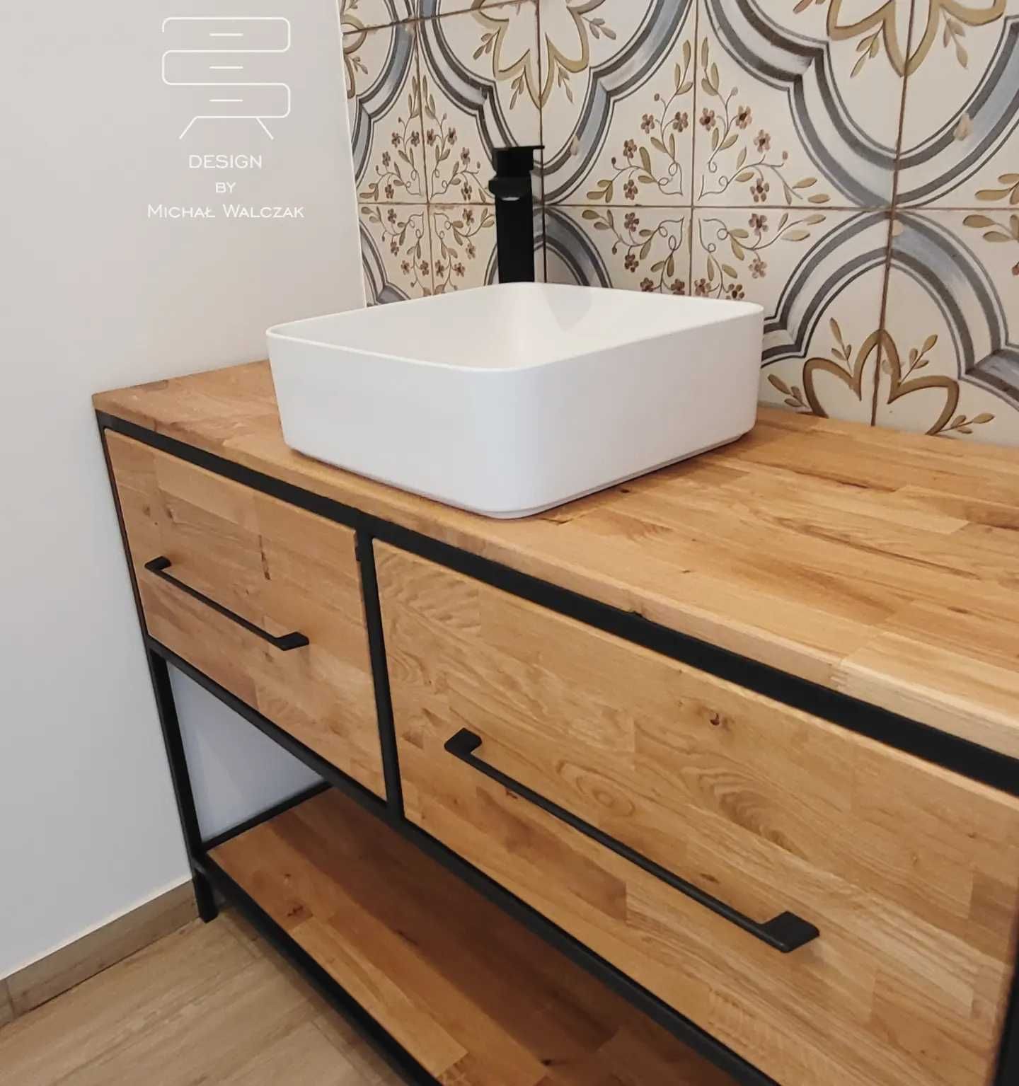 Komoda szafka łazienkowa konsola dębowa umywalkę LOFT RUSTYKALNY Loft