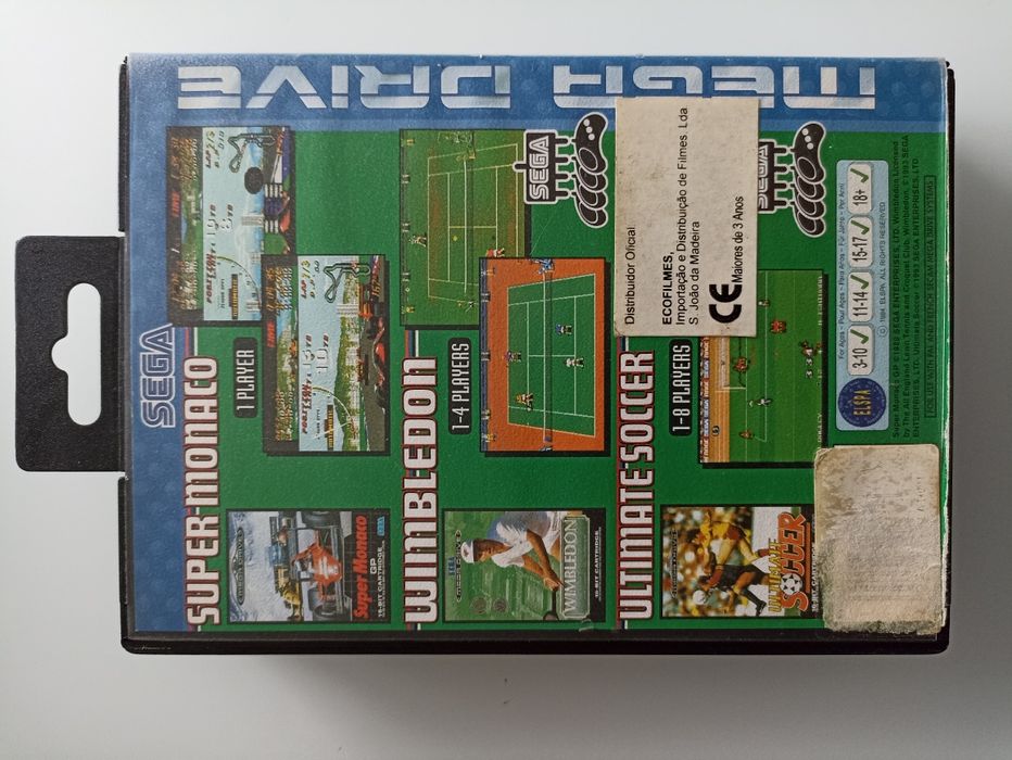 Jogo sega mega drive sega sports 1 super Mónaco Wimbledon soccer troco