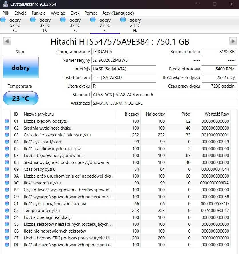 Dysk 1TB 2.5" Samsung Seagate WD Toshiba sprawny