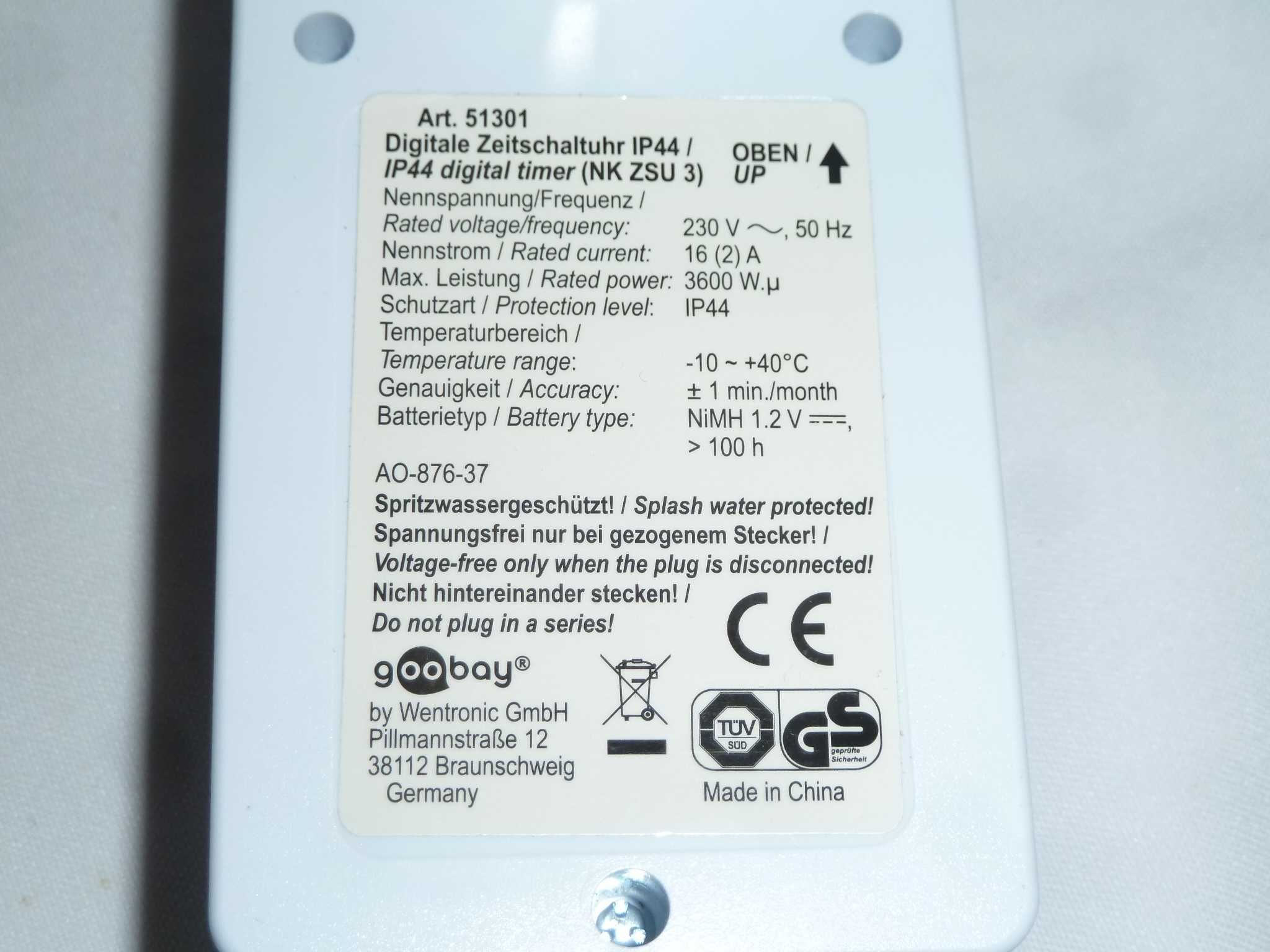 Programator Czasowy Timer na Zewnątrz - Gniazdo 230V