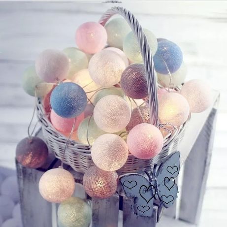 LED декоративна світлодіодна гірлянда кольорових бавовняних кульок 10