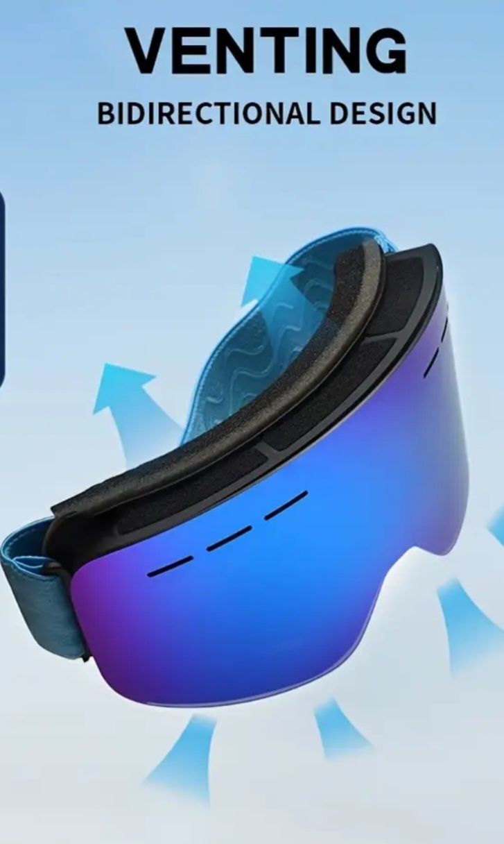 Gogle narciarskie snowboardowe z powłoką lustrzaną, kameleon anti-fog,