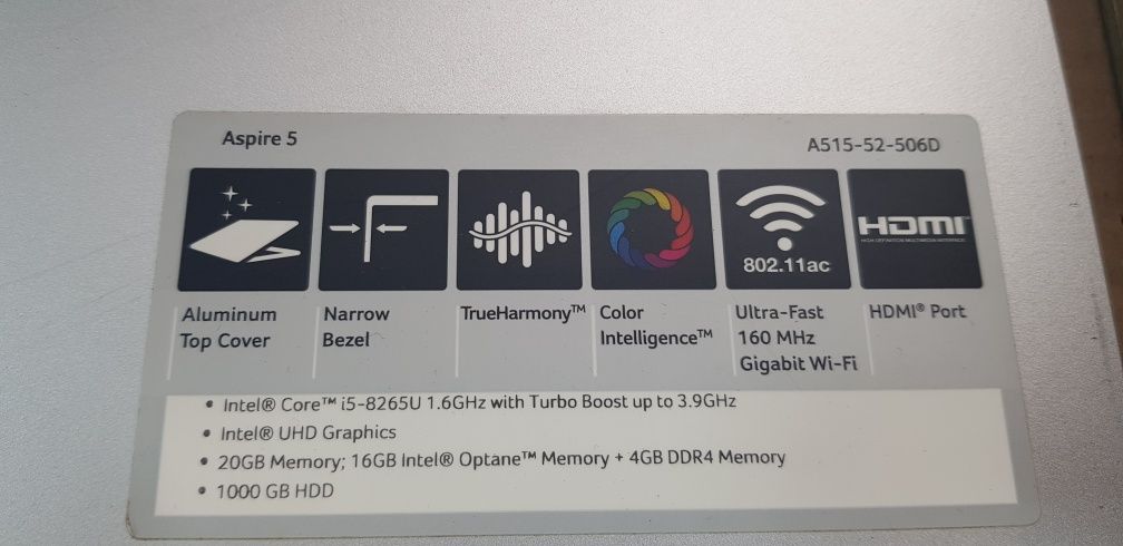 Ноутбук Acer Aspire A515-52-506D