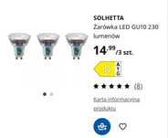 Żarówki IKEA Solhetta LED GU10 230 lumenów