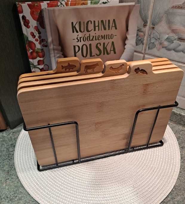 zestaw desek do krojenia 4 szt loft stojak