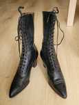 Buty, trzewiki sznurowane wiktoriańskie XIX/XX wiek