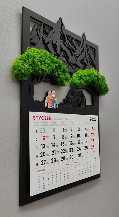 Kalendarz 2025 mech góry babci dziadka kolor UV chata góralska 50x36