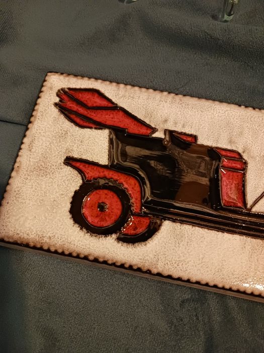 Plakieta ścienna ceramika auto Vintage