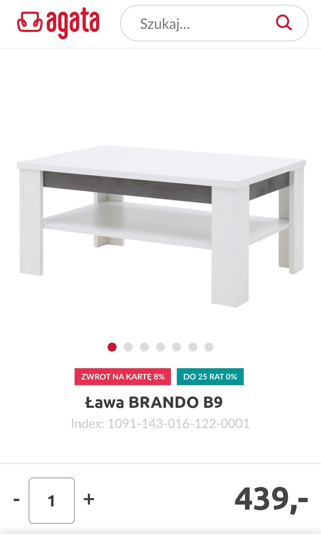 Ława Brando stolik kawowy biały beton