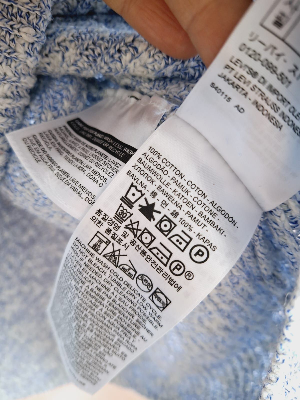 Sweter Levi's bawełna L 40  melanż niebieski biały