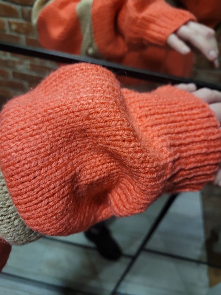 Sweter w pasy oversize unikat handmade