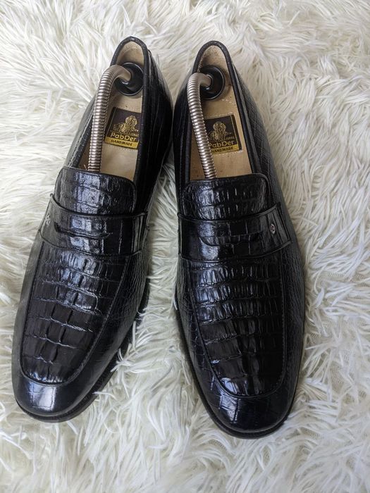 Лофери Pab Der шкіряні туфлі чоловічі зі шкіри крокодила чорні люкс