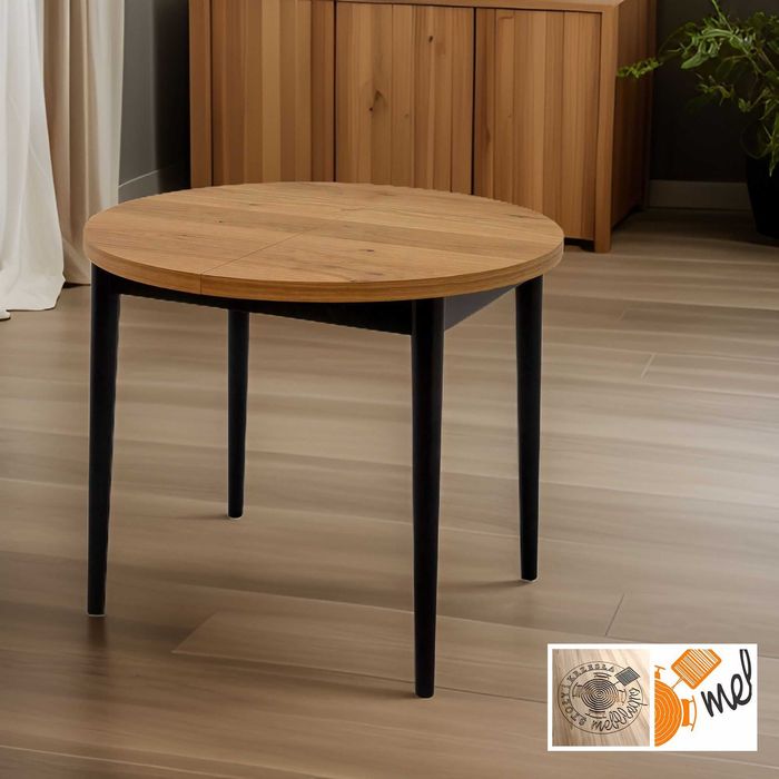 Okrągły stół S56 Skandynawski dębowo-czarny  fi 100 do 300 CM