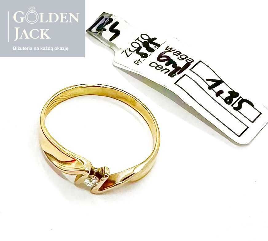 Złoty pierścionek zaręczynowy z brylantem złoto pr. 585 roz.13,5 1,85g