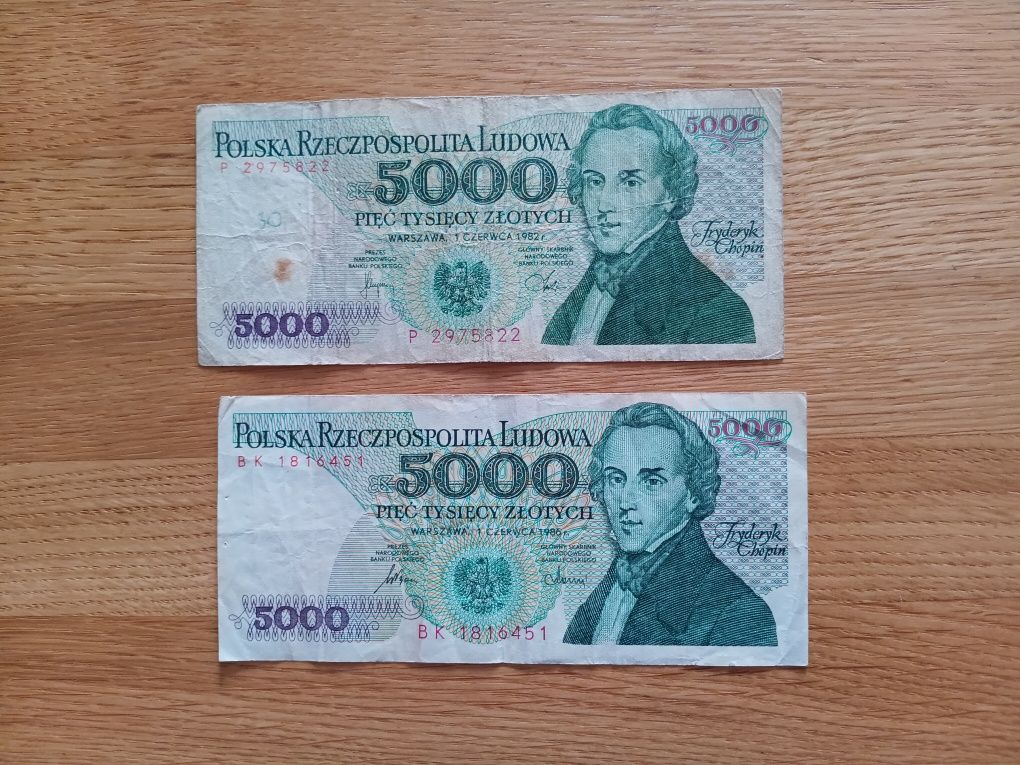 Zestaw banknoty 5000 zł PRL kolekcjonerski