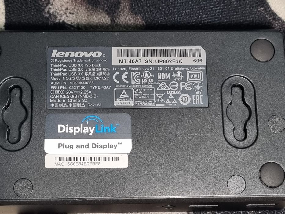 Док станція lenovo ThingPad DK1633, DK1522