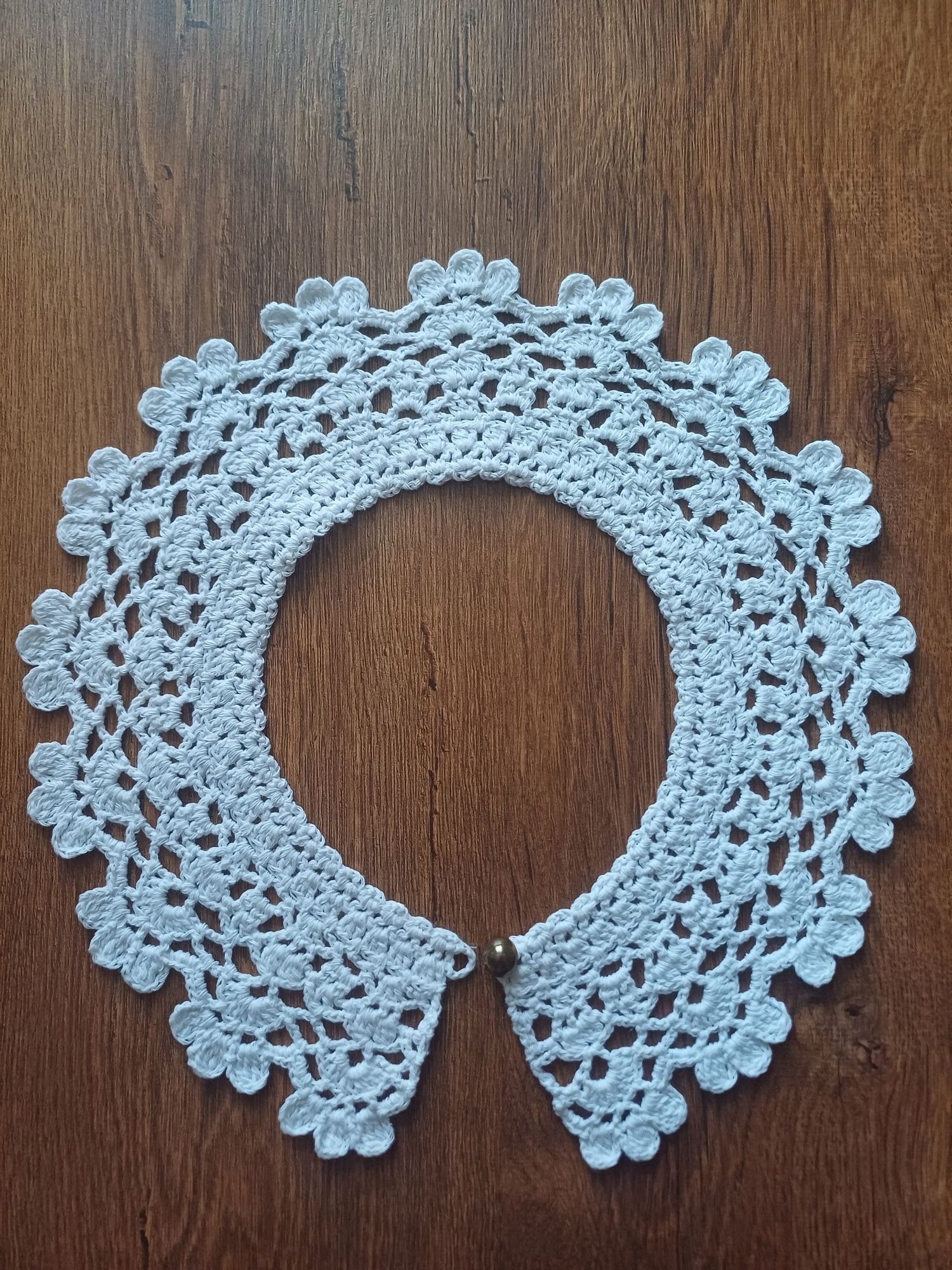 Piękny Biały Kołnierzyk robiony na szydełku hand made
