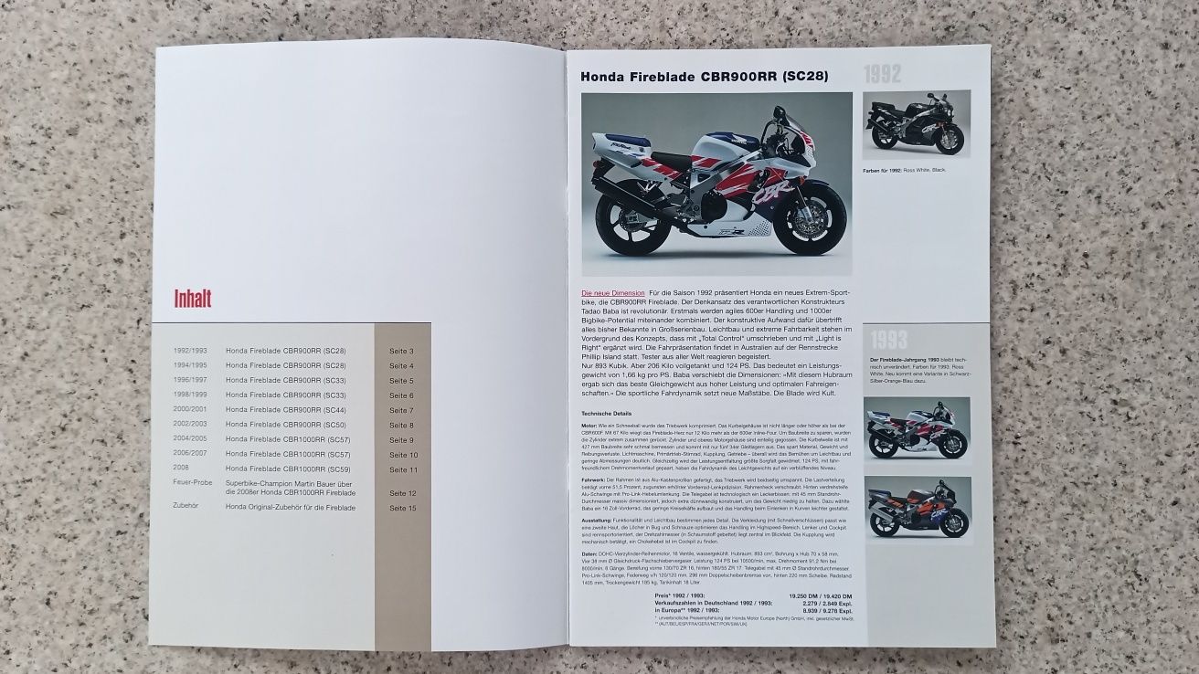 HONDA CBR 1992-08 Prospekt