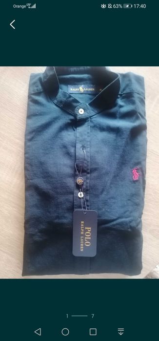 Koszula męska z lnu granatowa rozmiar XL - Ralph Lauren