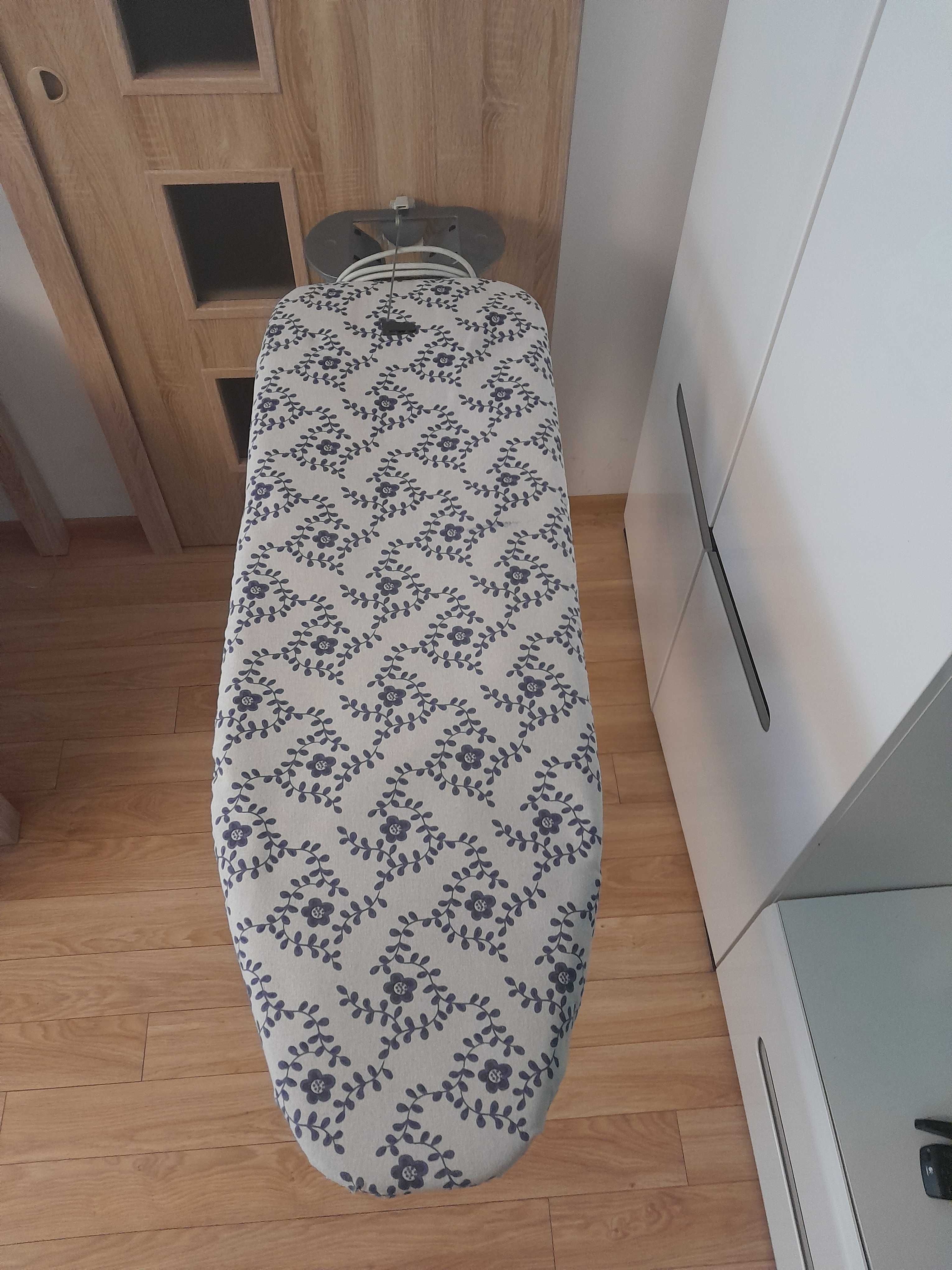 Nowy pokrowiec na deskę do prasowania/ podkład flizelina/szary/kwiatki