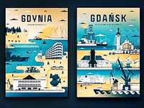 Poster Polytechnic 2 x plakaty Gdańsk i Gdynia obraz na ścianę