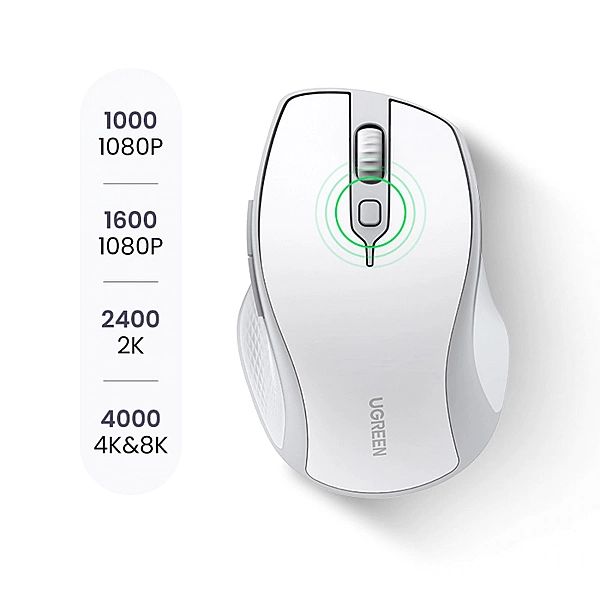 Bezprzewodowa mysz Ugreen MU101 ergonomiczna Bluetooth / 2.4 GHz - bia