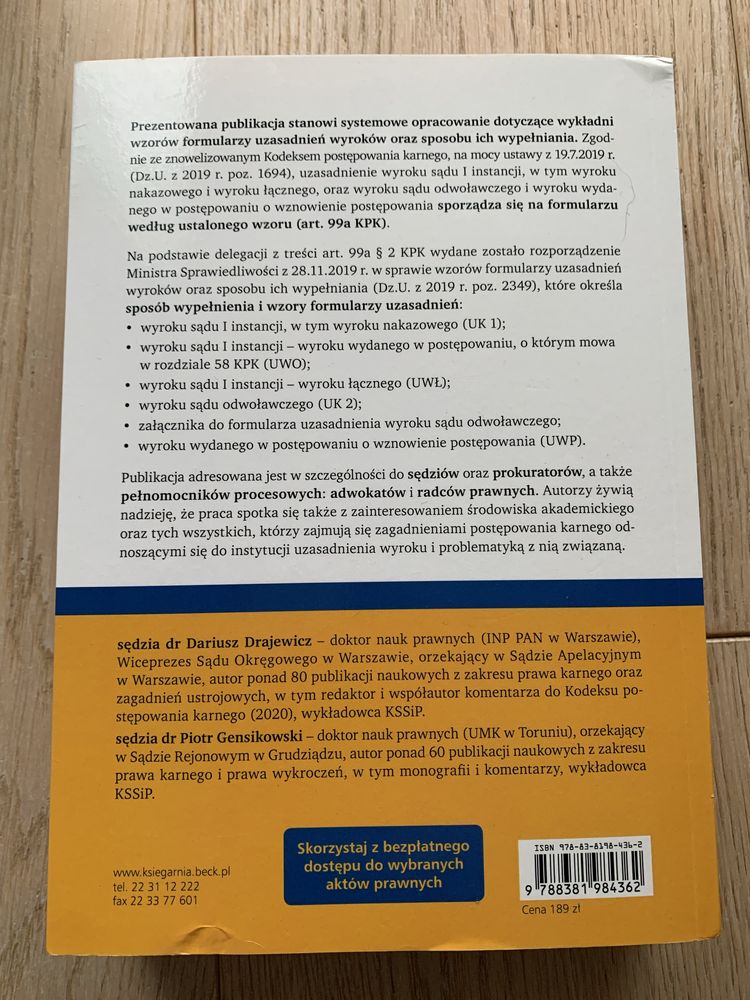 Stosowanie formularzy uzasadnień wyroków w postępowaniu karnym Beck