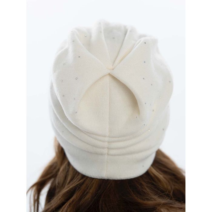 biała czapka damska z kryształkami na zimę - peterson