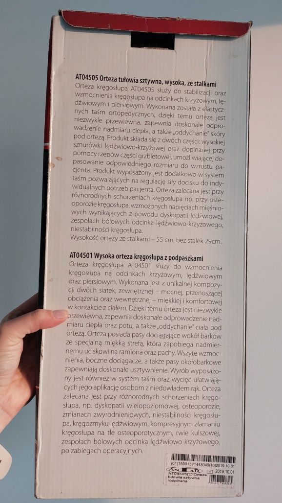 Orteza kręgosłupa z podpaszkami