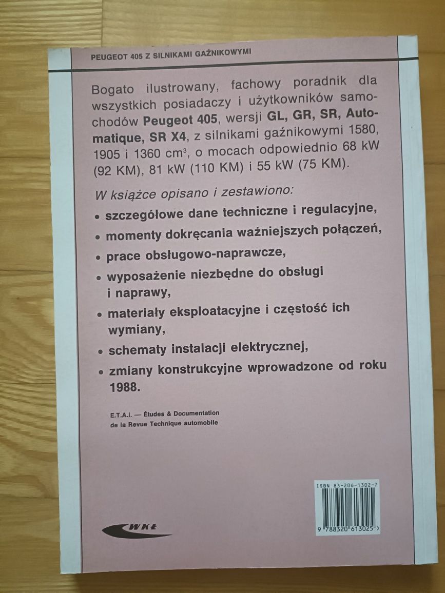 Peugeot 405 silniki gaźnikowe wydawnictwo komunikacji i łączności